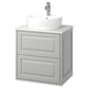 Mobile da bagno TÄNNFORSEN grigio chiaro con lavabo rotondo bianco e rubinetto in argento.