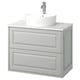 TÄNNFORSEN mobile da bagno grigio chiaro, lavabo rotondo, a parete, bordi smussati.