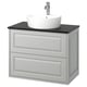 TÄNNFORSEN lavabo grigio chiaro, a parete, lavabo rotondo bianco, look artigianale.