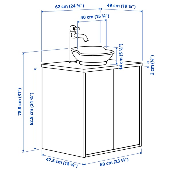 Illustrazione con le misure del prodotto: TÄNNFORSEN.