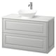 Vanity Tänforsen grigio chiaro con piano in marmo e lavello rotondo. Da parete, design classico con bordi smussati.