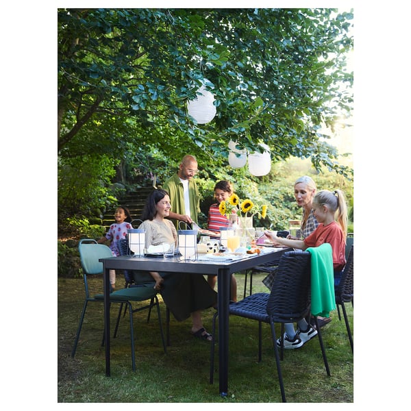 TEGELÖN Tavolo da giardino, grigio scuro/nero, 216x86 cm