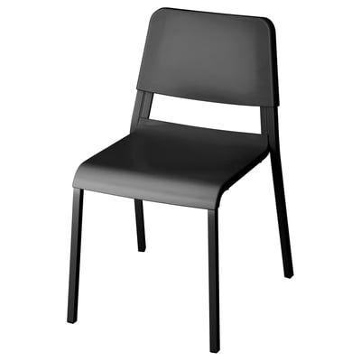 Sedia TEODORES, grigio scuro, impilabile. Sedile in plastica, schienale, gambe in metallo.