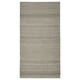Tappeto grigio a tessitura piatta, forma rettangolare, sottile disegno a righe, realizzato in cotone e lana.
