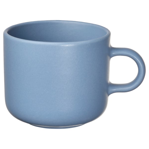 Tazza in ceramica blu dal design semplice e dal comodo manico. Ideale per l'uso quotidiano con la sua forma arrotondata e la finitura liscia.