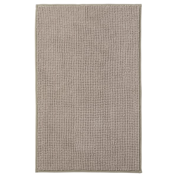 Tappetino da bagno TOFTBO, grigio, rettangolare, in morbida microfibra con superficie testurizzata.