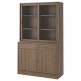 Mobile contenitore TONSTAD: marrone grigiastro, combo aperto/chiuso, 2 ante scorrevoli, 2 cassetti, misto classico-moderno.