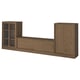 Porta tv classico in legno con panca, ante scorrevoli, anta in vetro, finitura rovere tamburato.