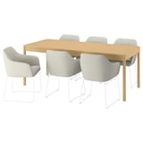 TONSTAD / TOSSBERG Tavolo e 6 sedie, impiallacciatura di rovere/Gunnared beige bianco, 200x85 cm