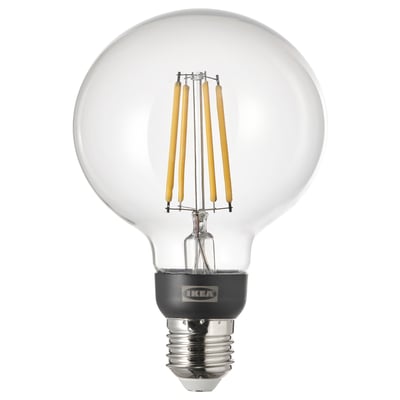 TRÅDFRI lampadina led intelligente, globo smerigliato, filamento vintage.