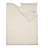 Completo biancheria da letto TRINDSTARR beige con motivi floreali bianchi, caratterizzato da copripiumino e federe in misto cotone e viscosa.
