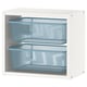 TROFAST Contenitore da parete bianco con cassetti in rete blu, forma rettangolare.