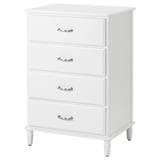 Comò TYSSEDAL bianco. Quattro cassetti con maniglie in metallo, forma quadrata, funzione soft-close.