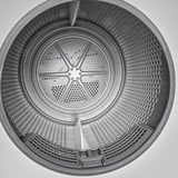 Vista dall'alto di un cestello della lavatrice con motivi a griglia e sollevatori per risultati di asciugatura ottimali.