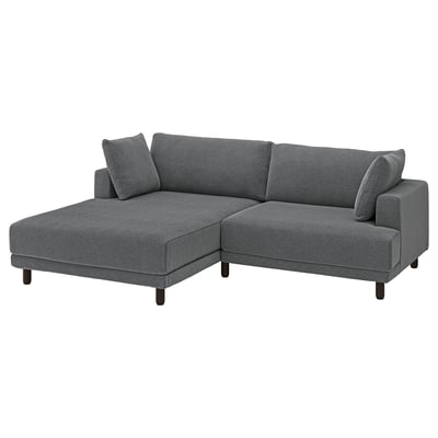 UPPÅKRA Divano a 3 posti componibile, con chaise-longue, sinistra/Johanneshov grigio scuro