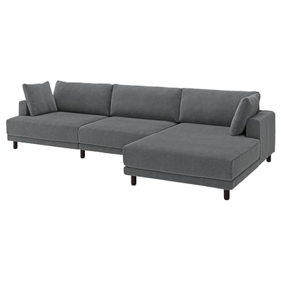 UPPÅKRA Divano componibile a 4,5 posti, con chaise-longue, destra/Johanneshov grigio scuro