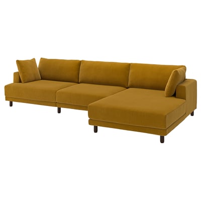 UPPÅKRA Divano componibile a 4,5 posti, con chaise-longue, destra/Samsala ambra