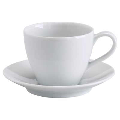 VÄRDERA Tazza da caffè con piattino, bianco, 20 cl