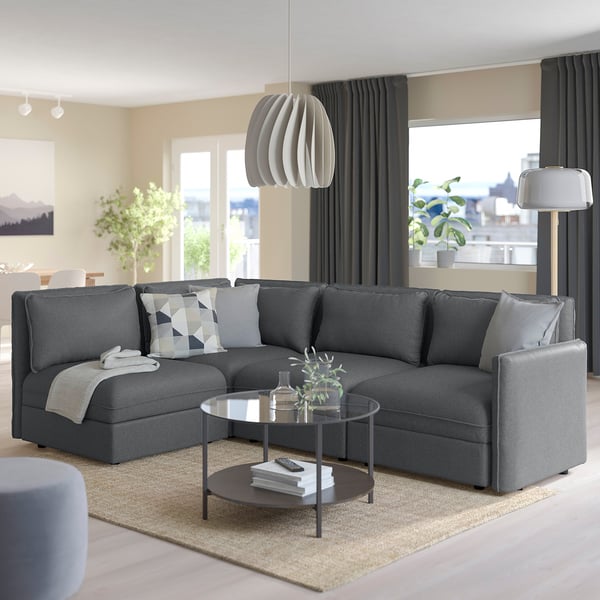 Vallentuna Divano Angolare 3 Posti Componibile Con Contenitore Hillared Grigio Scuro Ikea It