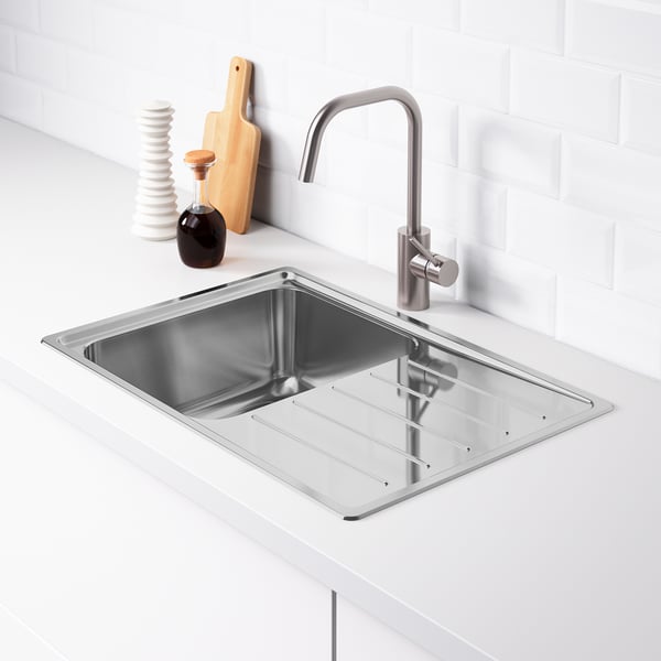 VATTUDALEN Lavello incasso, 1 vasca/sgocciolat - inox - IKEA