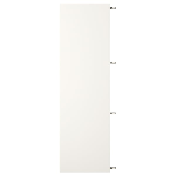 Armadio verticale bianco, design moderno. Quattro cerniere con ammortizzatore. Finitura in fibra di legno e poliuretano.