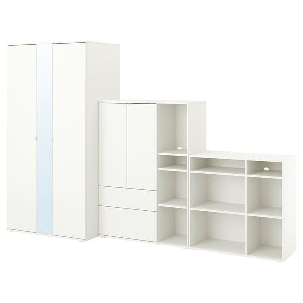 Contenitori componibili VIHALS bianchi; armadio, armadio e scaffali. Design moderno e pulito con varie opzioni di archiviazione.