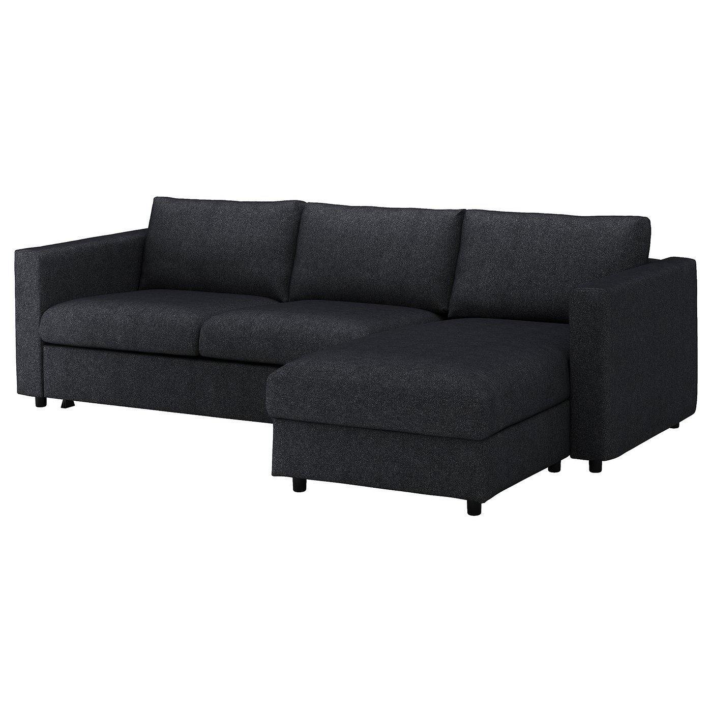 vimle fodera per divano letto a 3 posti con chaise longue tallmyra nero grigio