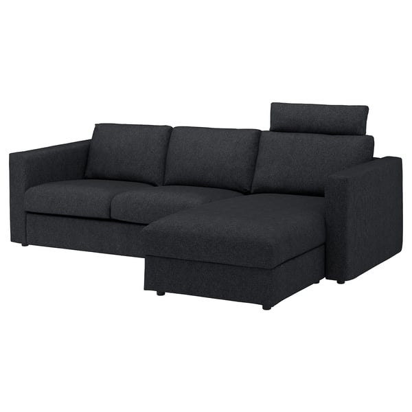 Vimle Divano A 3 Posti Con Chaise Longue Con Poggiatesta Tallmyra Nero Grigio Ikea It