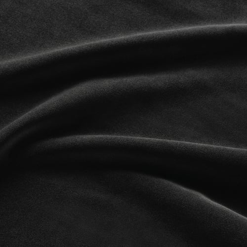 Primo piano in tessuto di velluto nero; Texture liscia e morbida con una lucentezza sottile.