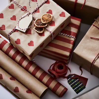 VINTERFINT Carta regalo, fantasie varie marrone/rosso, 3x0.7 m/2.10 m²