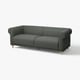 Divano VISKAFORS verde scuro, design classico, forme arrotondate, tessuto morbido, gambe di legno.