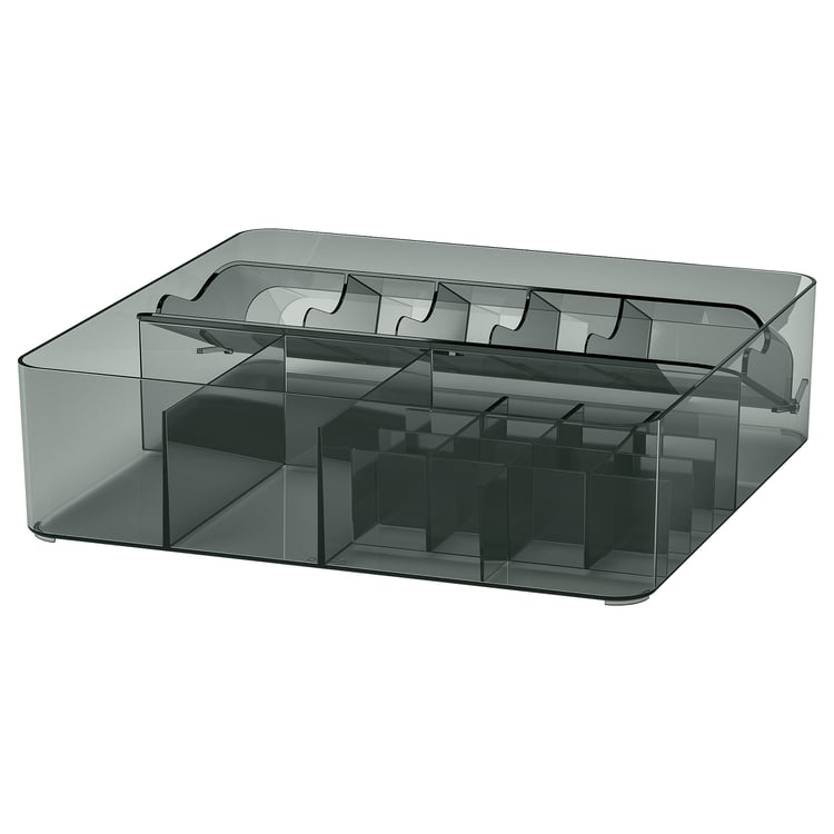 Vtopmart Set di 2 Contenitore a Scomparti per Frigorifero, Scatole con 4 Scomparti, Senza BPA, Impilabile, per Bustine di Tè, Snack, Spezie, Trasparente