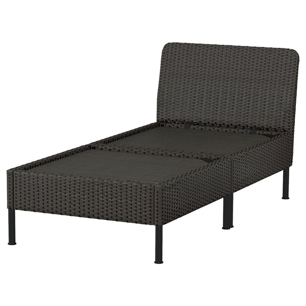 VITTSKÄR Chaise-longue modulare, da esterno/plastica effetto rattan grigio scuro