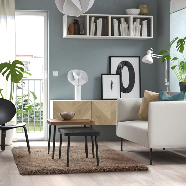 VOLLERSLEV Tappeto, pelo lungo, beige, 133x195 cm