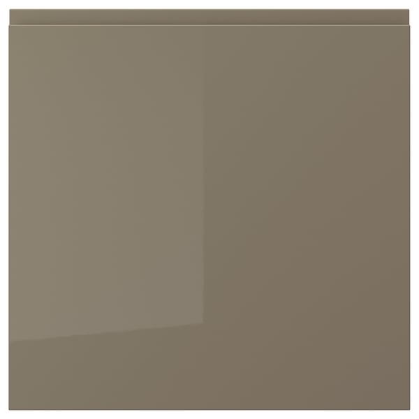 Porta VOXTORP: moderno pannello di fibra di colore grigio-marrone scuro lucido con elegante maniglia integrata.