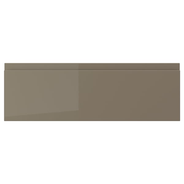 VOXTORP frontale cassetto, grigio scuro-marrone, elegante, lucido, rettangolare con bordi lisci, design moderno, finitura lucida.