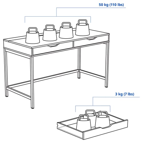 ALEX مكتب, رمادي غامق, 132x58 سم