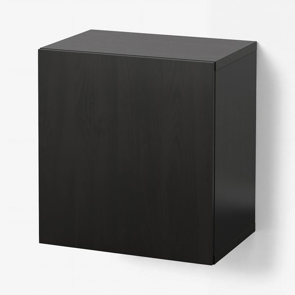 BESTÅ تشكيلة خزانة حائطية, أسود-بني/Lappviken, 60x42x64 سم