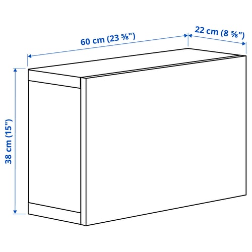 BESTÅ تشكيلة خزانة حائطية, أبيض/Sindvik أبيض زجاج شفاف, 60x22x38 سم
