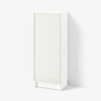 BILLY / HÖGBO مكتبة مع باب زجاجي, أبيض, ‎40x30x106 سم‏
