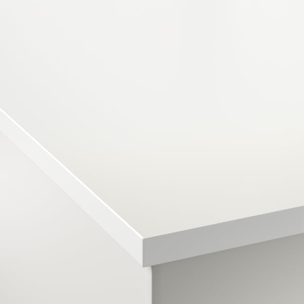EKBACKEN سطح عمل, مزدوج الجوانب, مع حافة بيضاء رمادي فاتح/أبيض/صفائح رقيقة, 246x2.8 سم