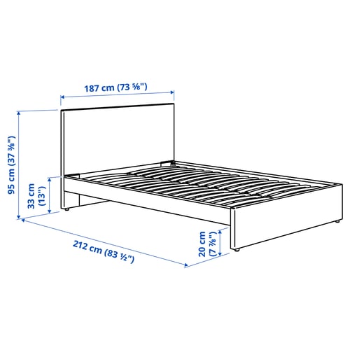 GLADSTAD هيكل سرير بتنجيد, Kabusa رمادي فاتح, 180x200 سم