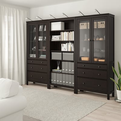 HEMNES تشكيلة تخزين مع أبواب/ أدراج, أسود-بني, ‎270x197 سم‏
