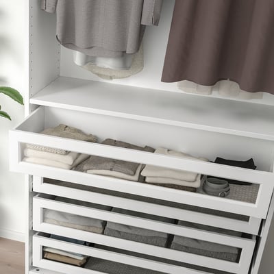 KOMPLEMENT درج بواجهة زجاجية مؤطرة, أبيض, 100x35 سم