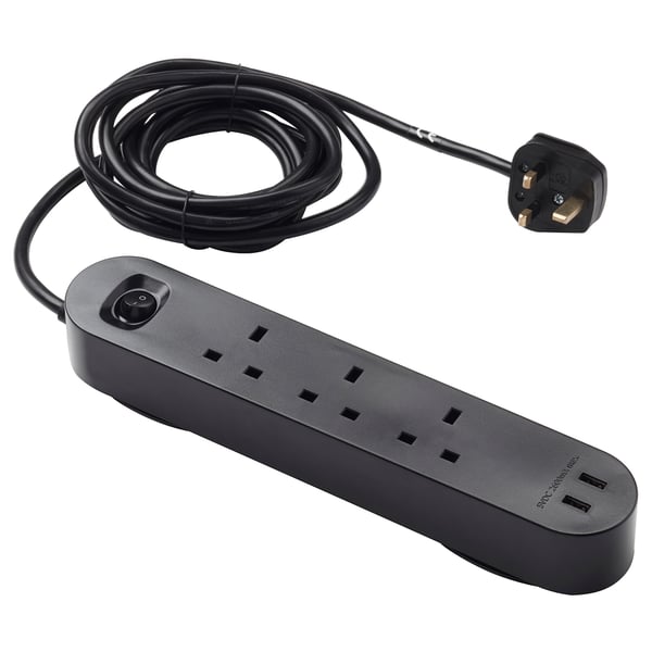 KOPPLA توصيلة بثلاث مقابس مع مدخلين USB