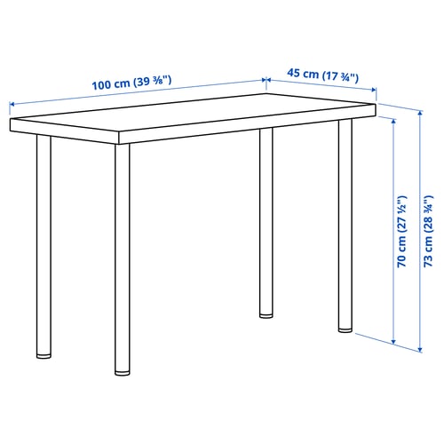 LINNMON / ADILS طاولة, أبيض/أسود, 100x45 سم