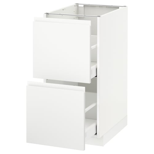 METOD / MAXIMERA خزانة قاعدة مع واجهتين/درجين علويين, أبيض/Voxtorp أبيض مطفي, 40x60 سم
