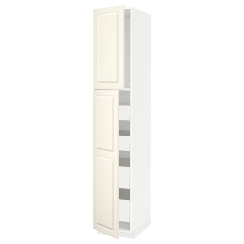 METOD / MAXIMERA خزانة عالية مع بابين/4 أدراج, أبيض/Bodbyn أبيض-عاجي, 40x60x220 سم