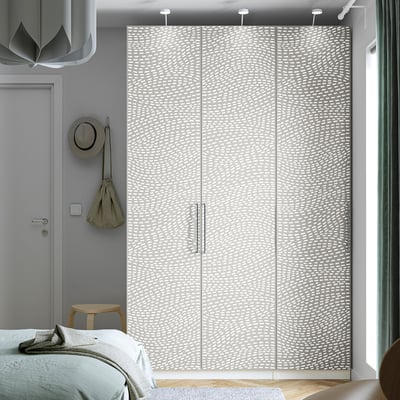PAX / MISTUDDEN تشكيلة دولاب ملابس., أبيض/رمادي نقش, ‎150x60x236 سم‏
