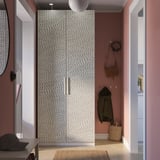 PAX / MISTUDDEN تشكيلة دولاب ملابس., أبيض/رمادي نقش, ‎100x60x236 سم‏